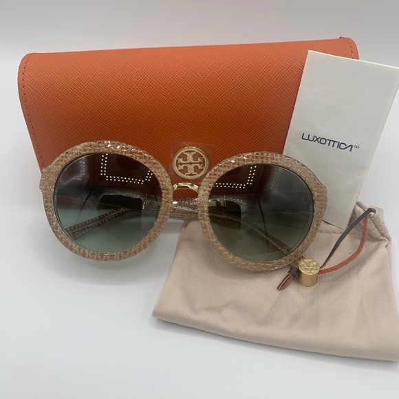 Tory Burch Crystal on Raffia Sunglasses (New) main image 9